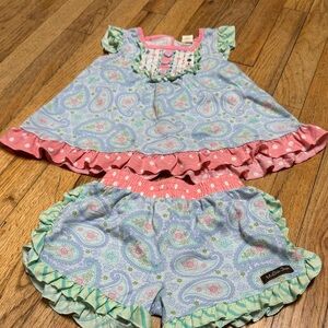 Matilda Jane Pink and Blue Paisley Pajama Set